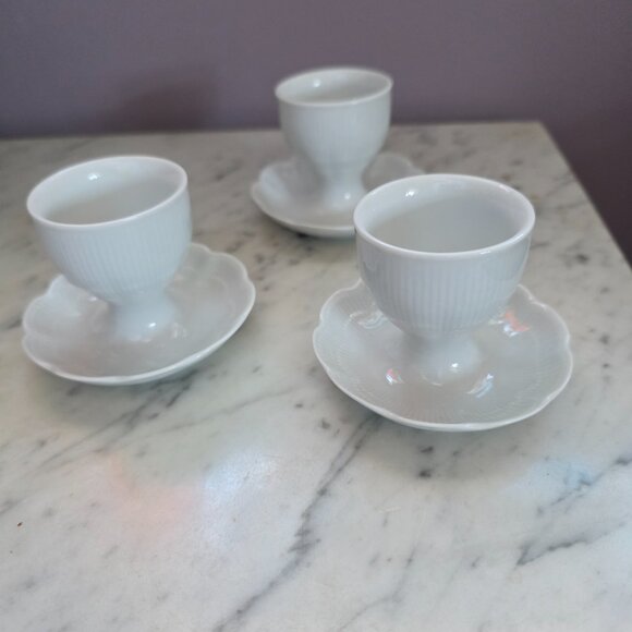 Kaiser Germany Porcelain Egg Cups Set of 3 w/ Vintage Easter Candle Eggs Cottage - Picture 8 of 10